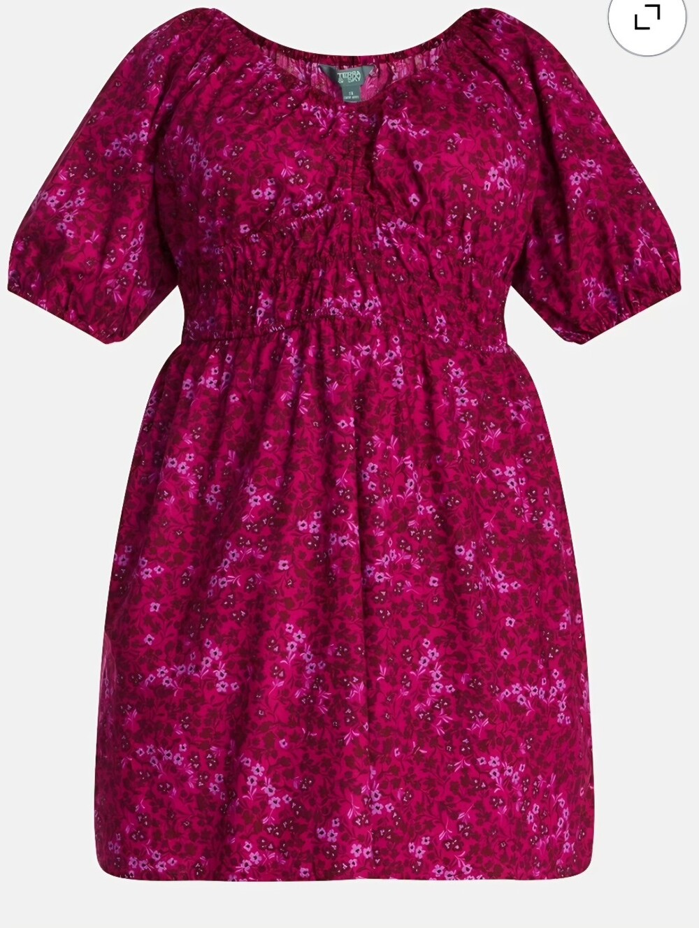 Terra & Sky Women's Plus Mini Cinched Waist Floral Dress Size 2X 20W - 22W NEW